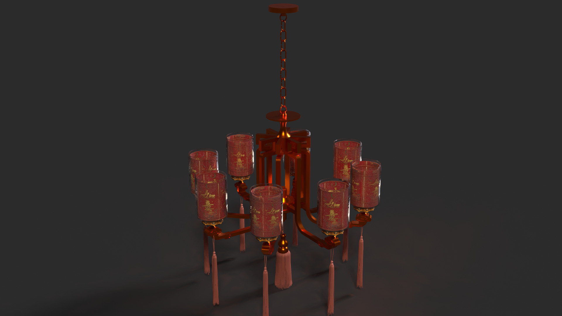 Chinese palace lantern Low-poly 3D model_10