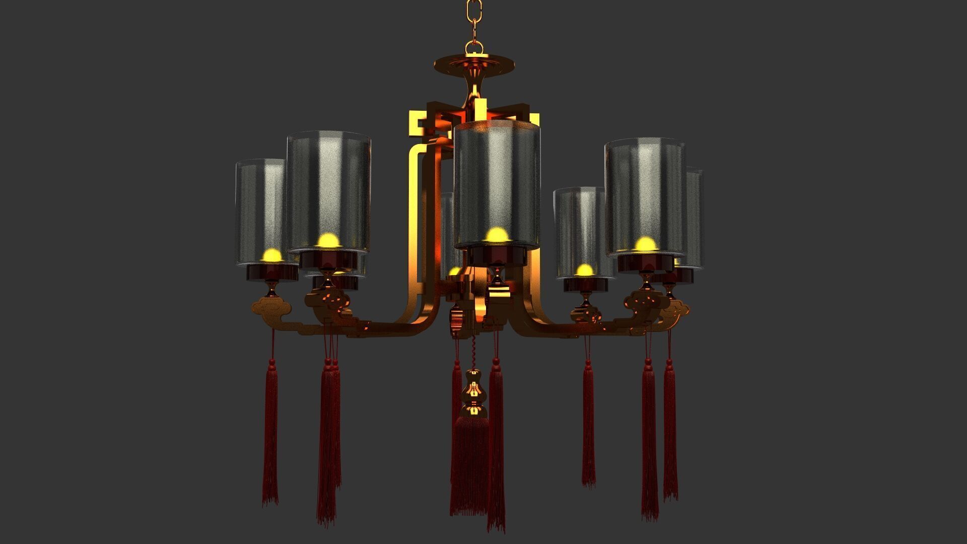 Chinese glass palace lantern  Low-poly 3D model_7