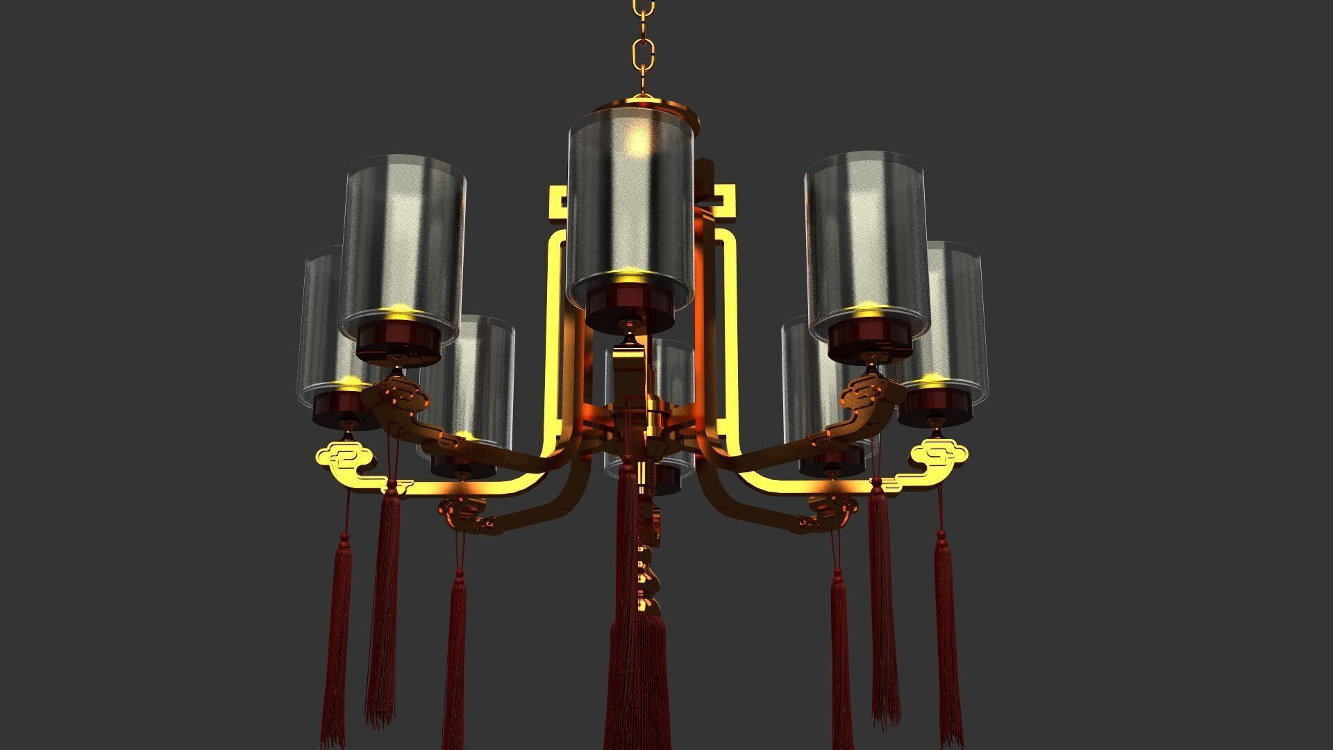 Chinese glass palace lantern  Low-poly 3D model_8