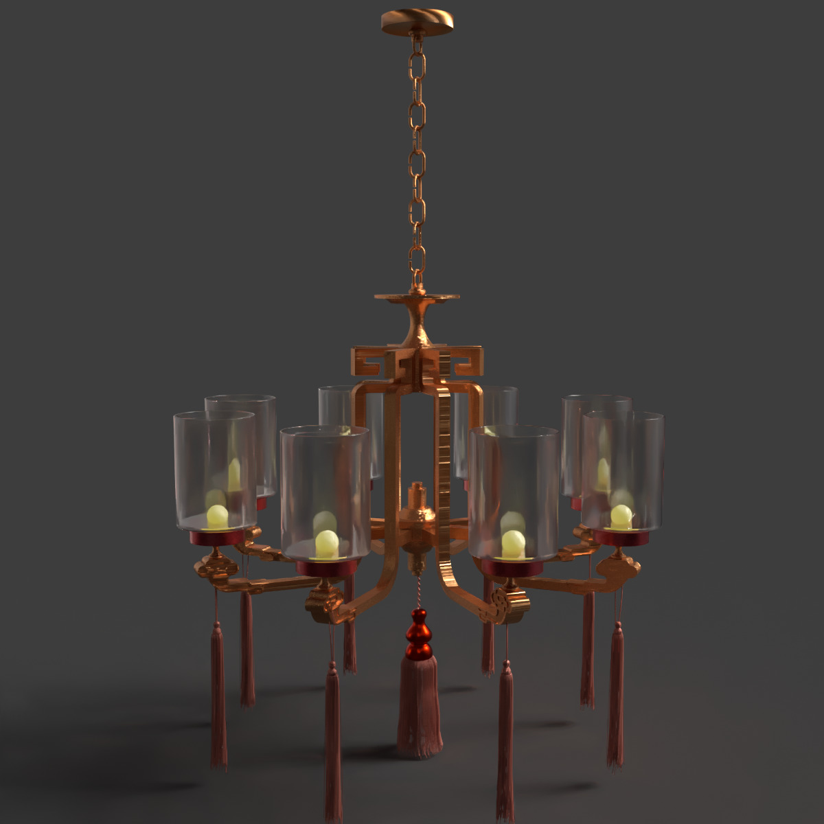 Chinese glass palace lantern  Low-poly 3D model_6
