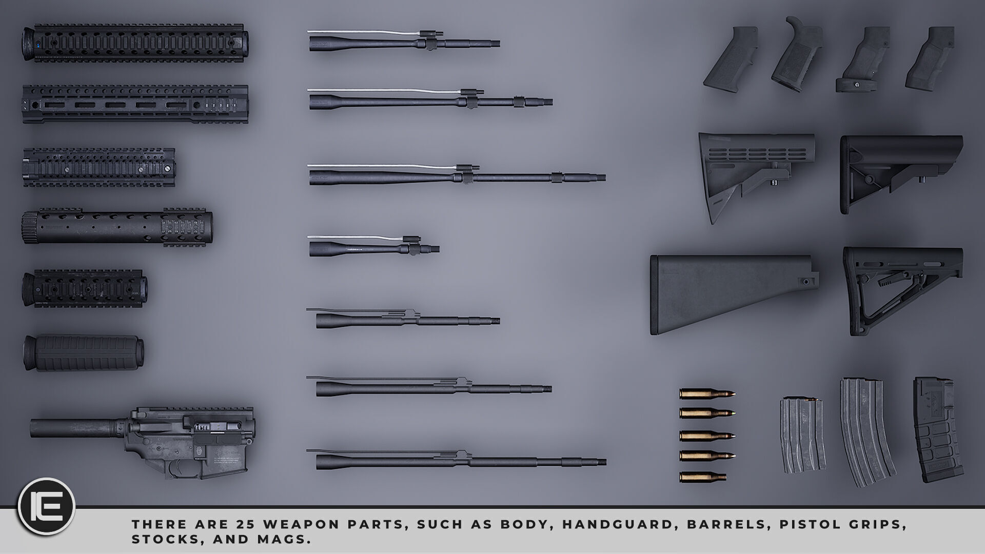Modular Assault Rifle Collection - M4 - 5E - PERSONAL Low-poly 3D model_20