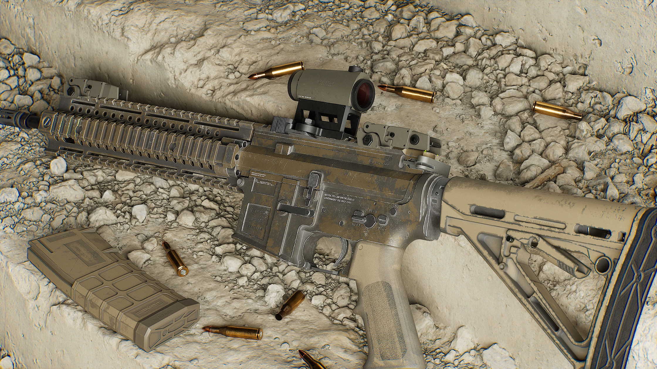 Modular Assault Rifle Collection - M4 - 5E - PERSONAL Low-poly 3D model_11