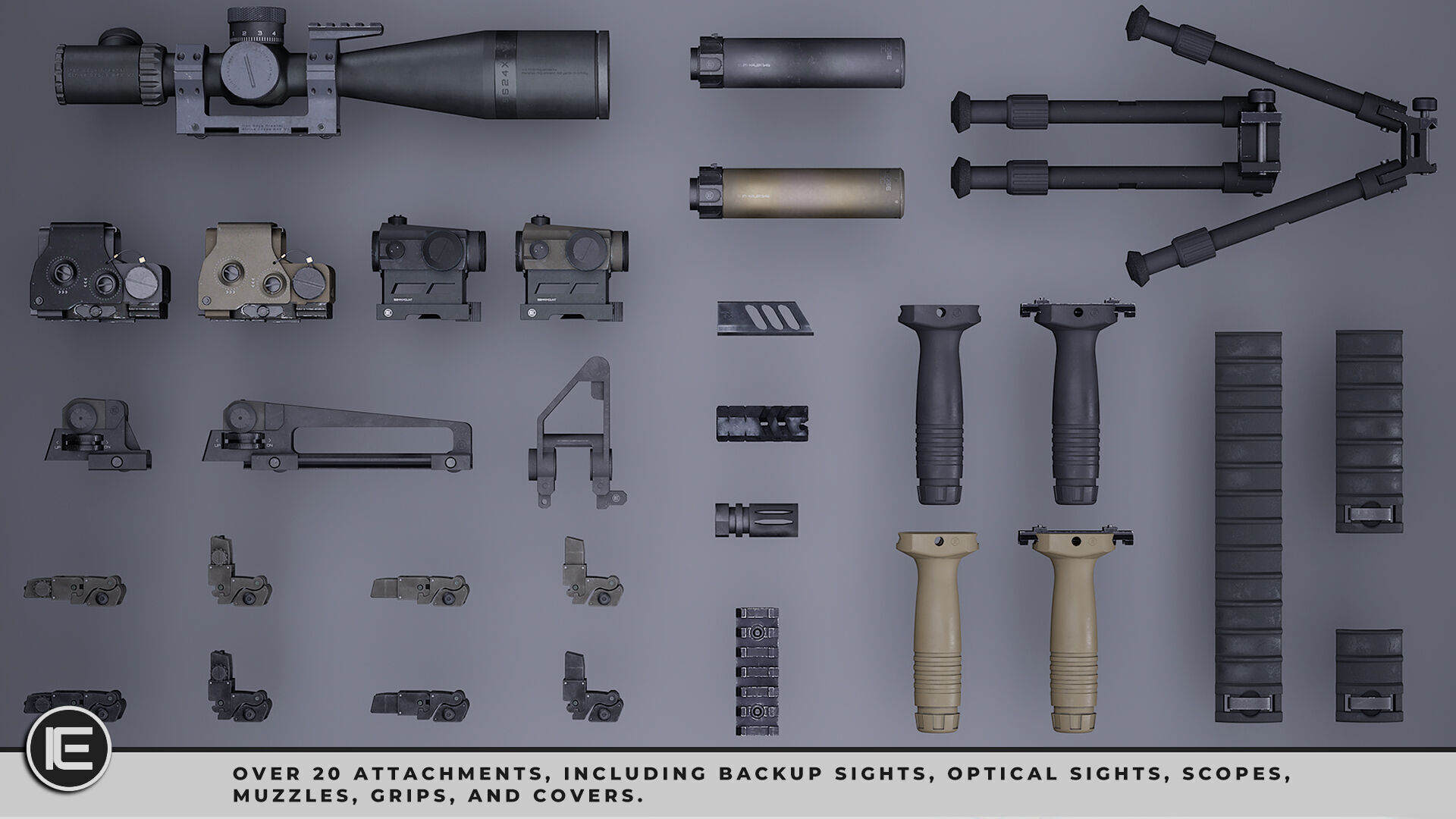 Modular Assault Rifle Collection - M4 - 5E - PERSONAL Low-poly 3D model_21