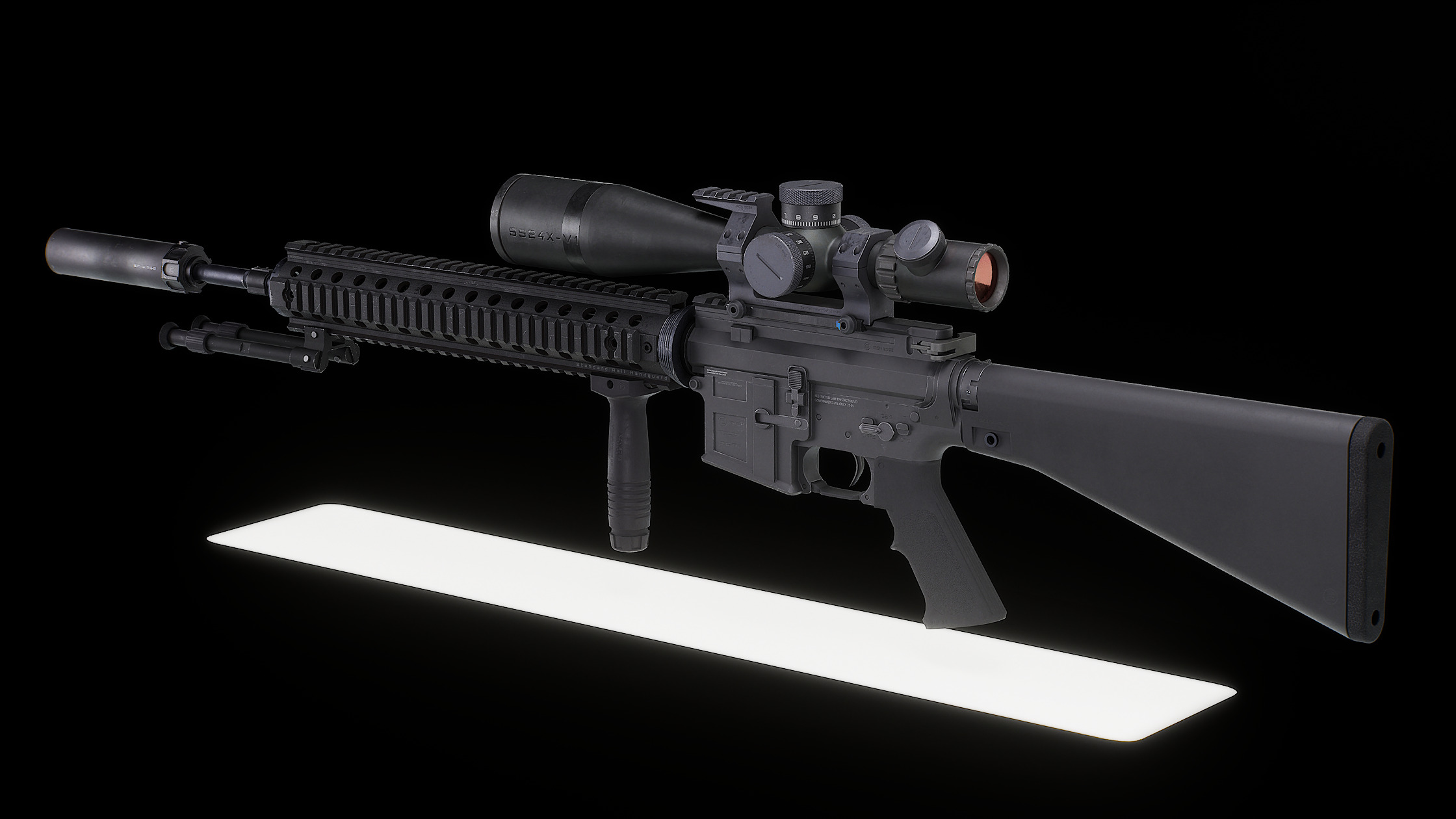 Modular Assault Rifle Collection - M4 - 5E - PERSONAL Low-poly 3D model_7