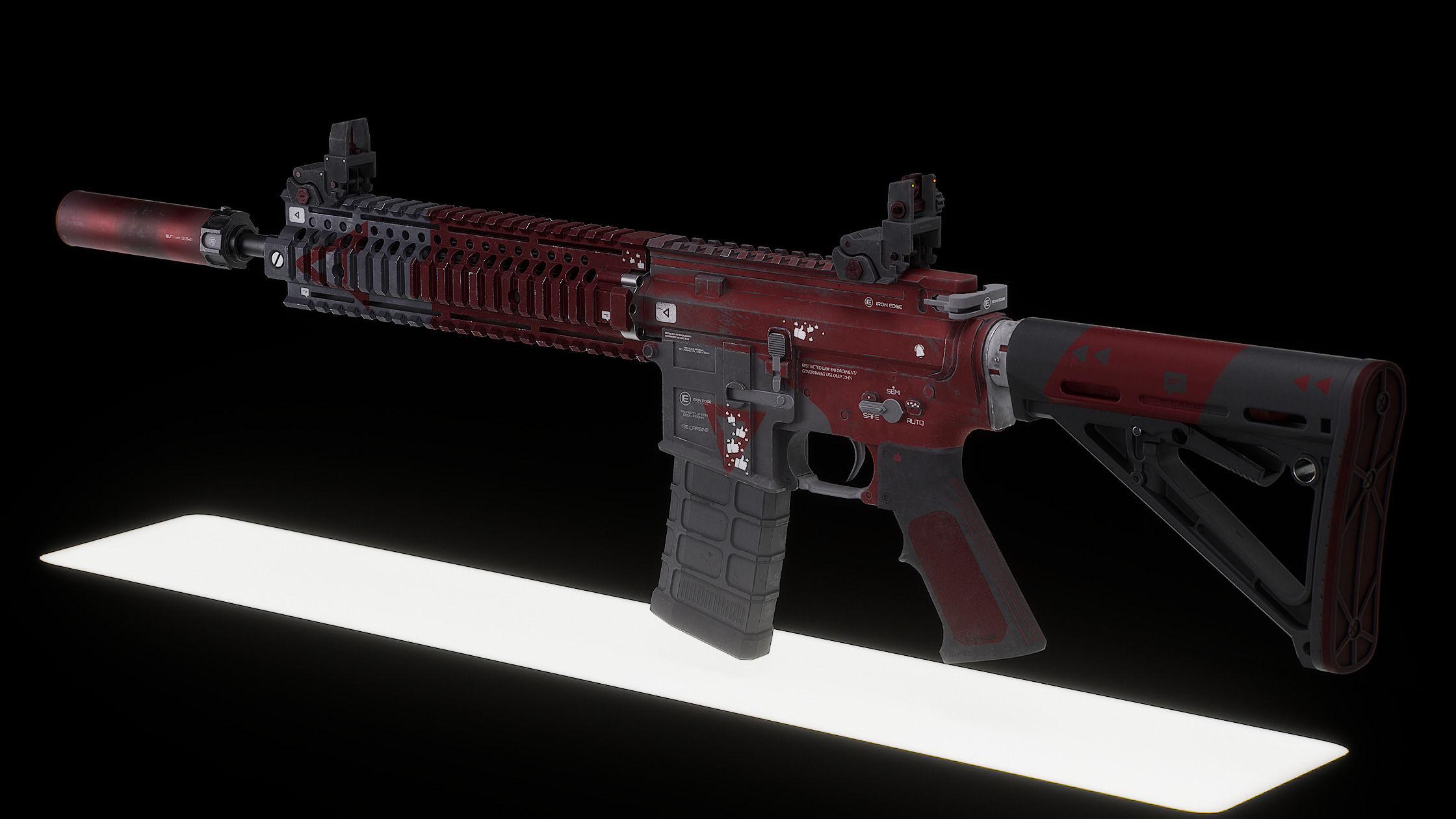 Modular Assault Rifle Collection - M4 - 5E - PERSONAL Low-poly 3D model_6