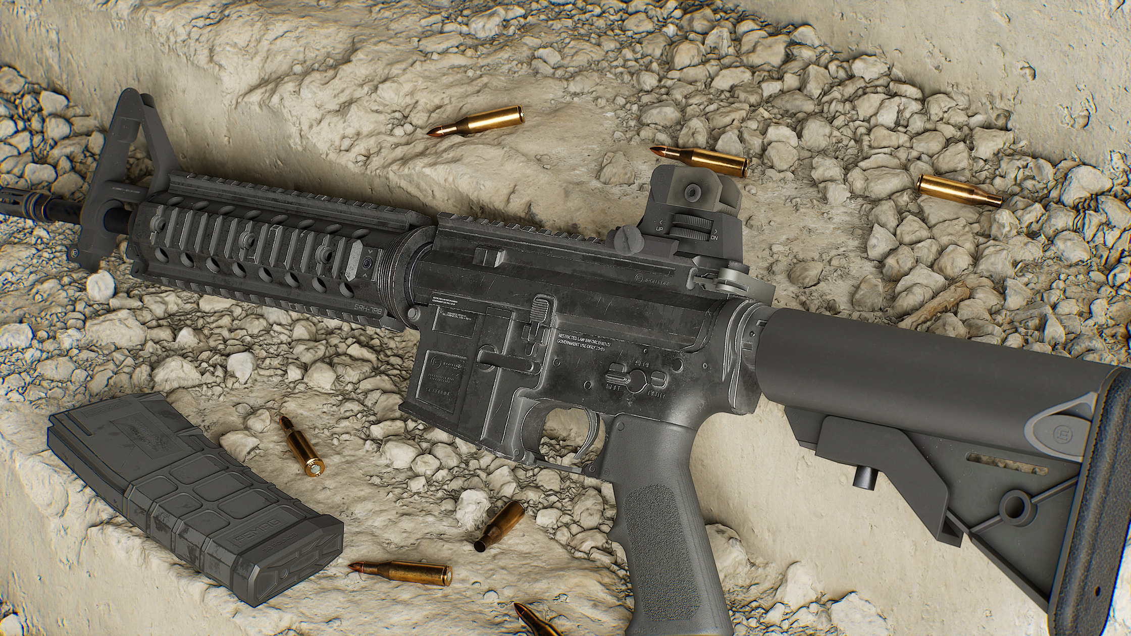 Modular Assault Rifle Collection - M4 - 5E - PERSONAL Low-poly 3D model_12