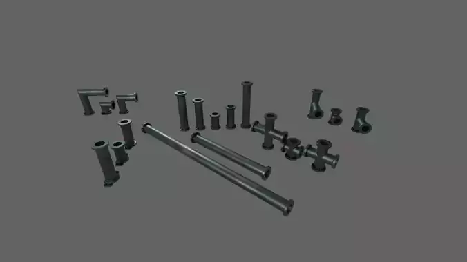 STEAMPUNK PIPES PACK - RogueFilmProductions Low-poly 3D model