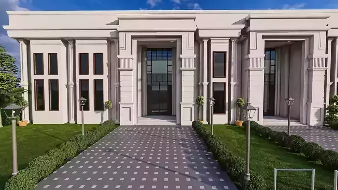 Grand Classical Entrance Greek Architectural 3D Model Low-Poly Low-poly 3D model