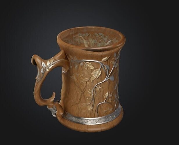 Wooden Mug in an elven style 3D model