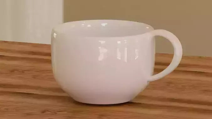 White Porcelain Mug - High Poly
