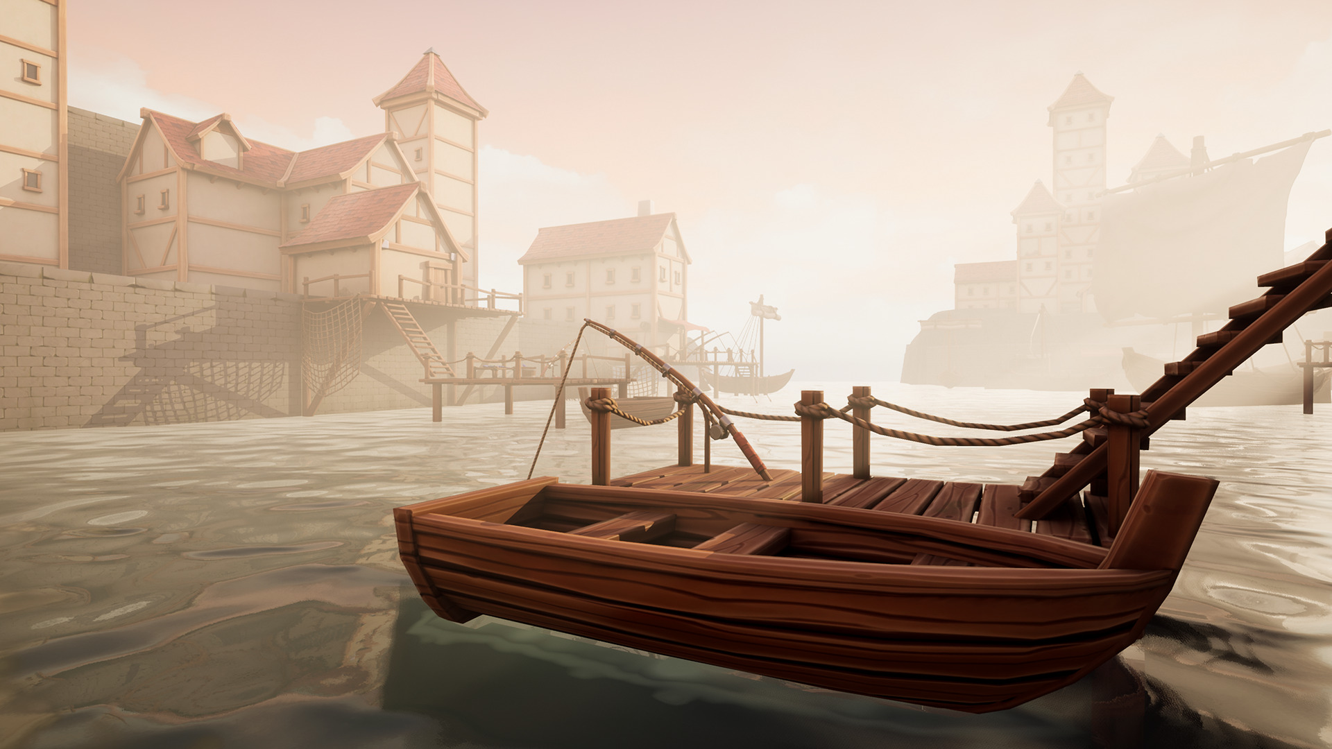 Medieval Port City - Modular Pack Low-poly 3D model_11