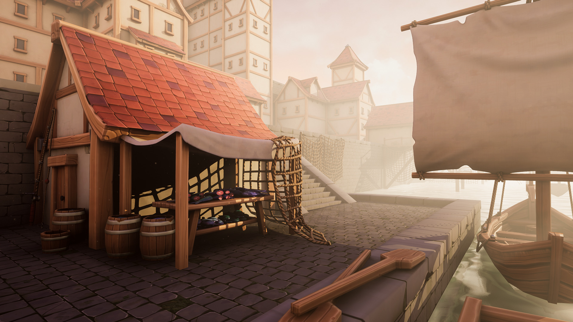 Medieval Port City - Modular Pack Low-poly 3D model_5