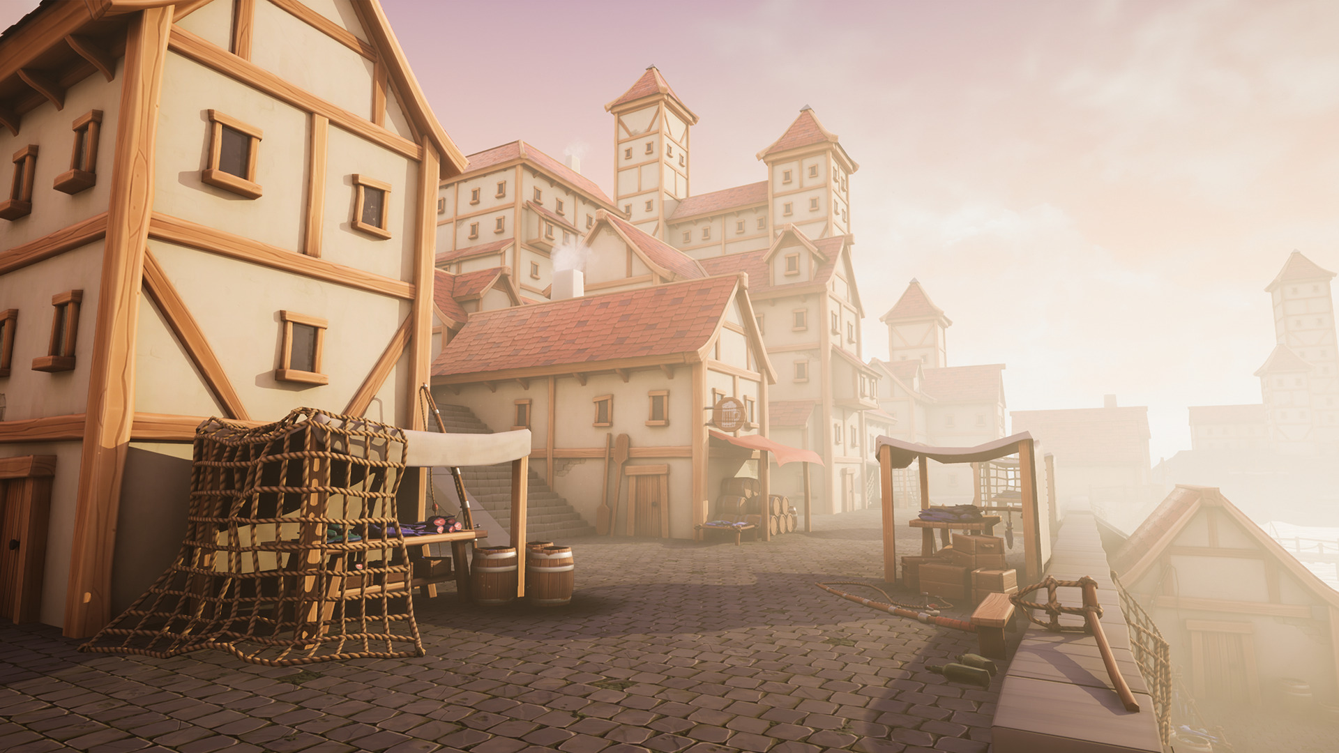 Medieval Port City - Modular Pack Low-poly 3D model_6