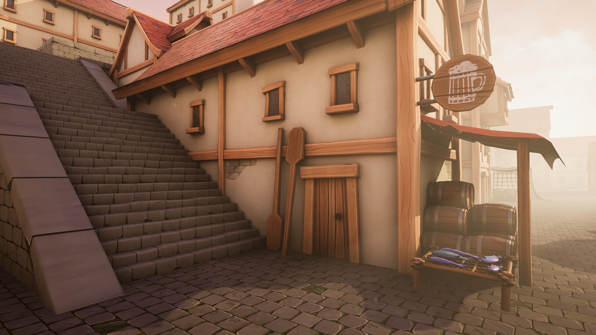 Medieval Port City - Modular Pack Low-poly 3D model_8