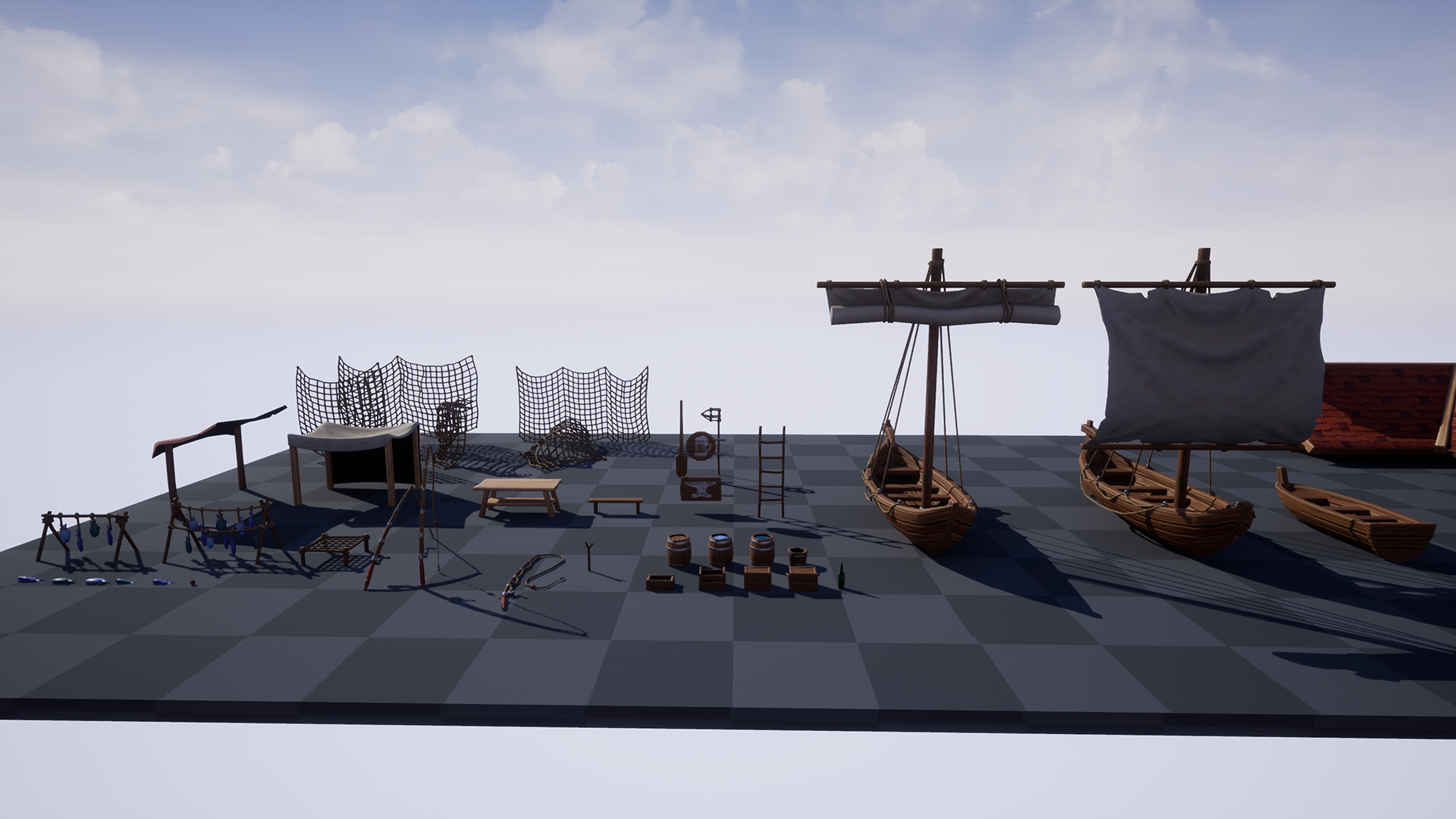 Medieval Port City - Modular Pack Low-poly 3D model_12