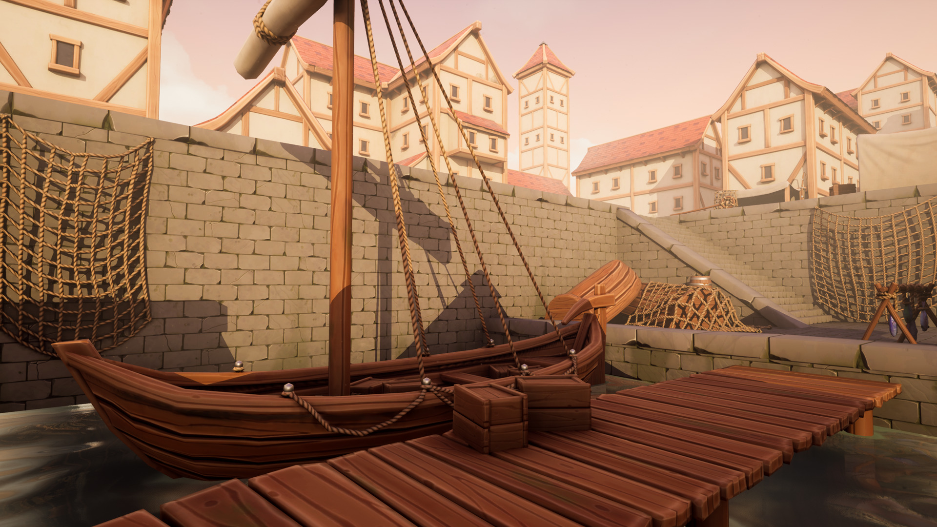 Medieval Port City - Modular Pack Low-poly 3D model_2