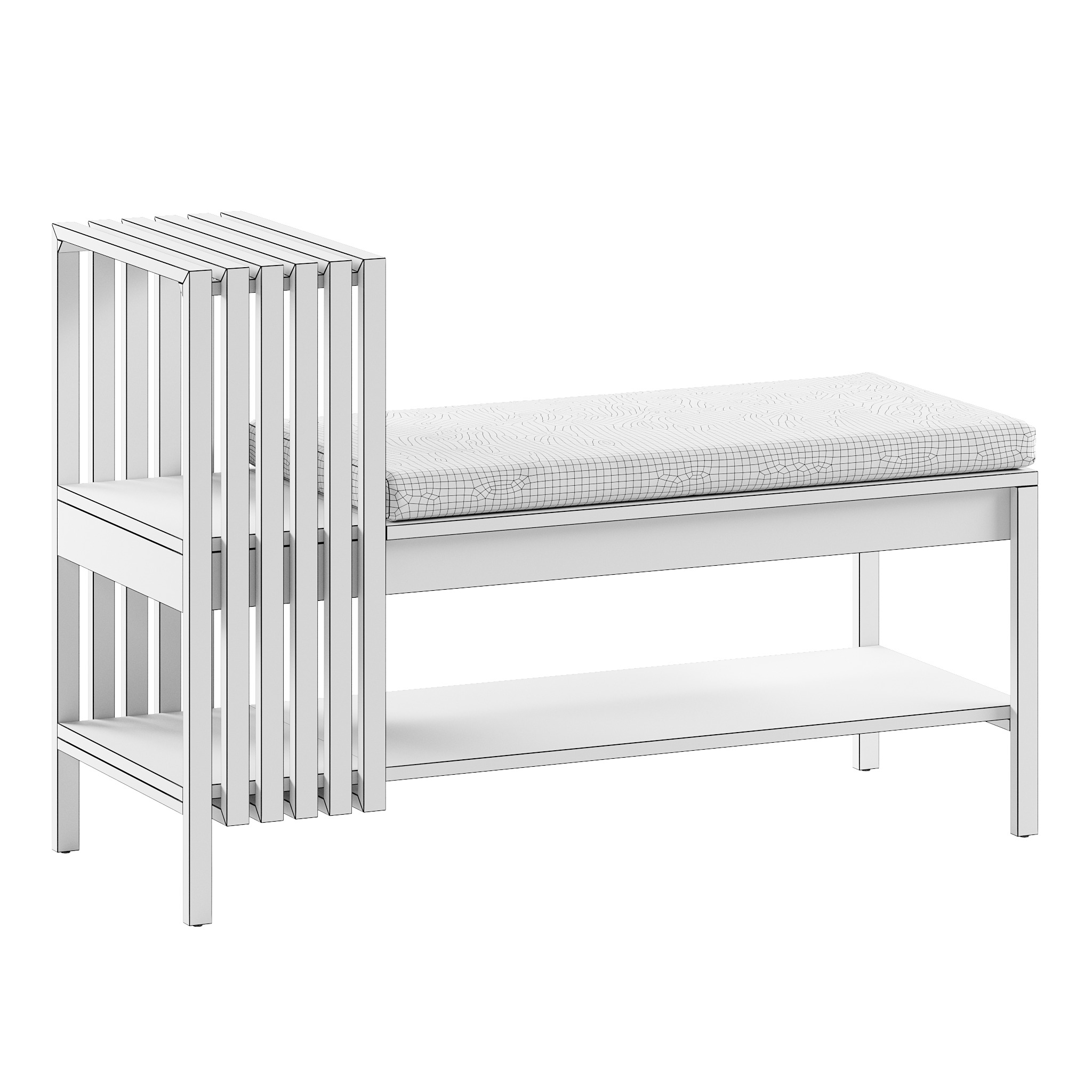 Hallway benches set 4 3D model_7