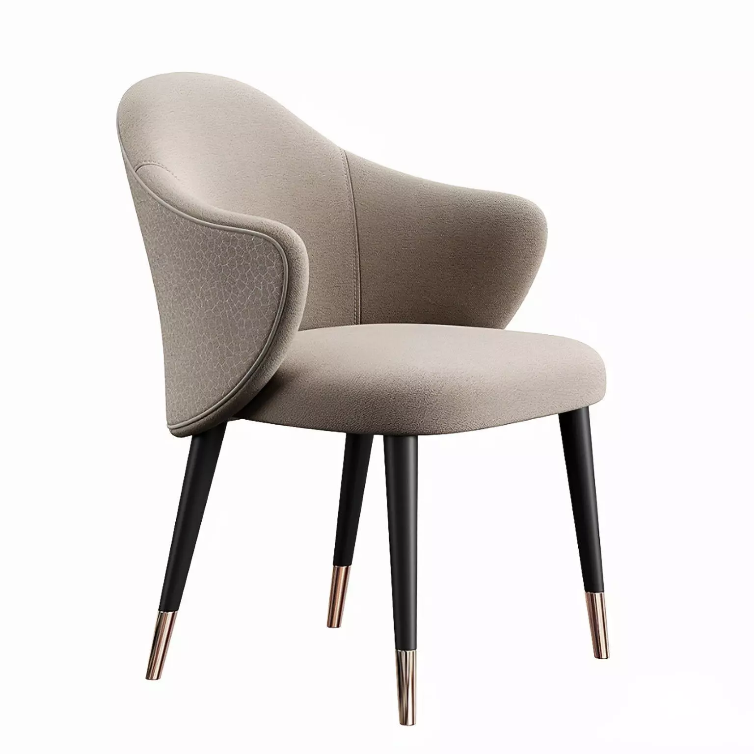 Italian style light luxury dining chair leather chair 3D model
