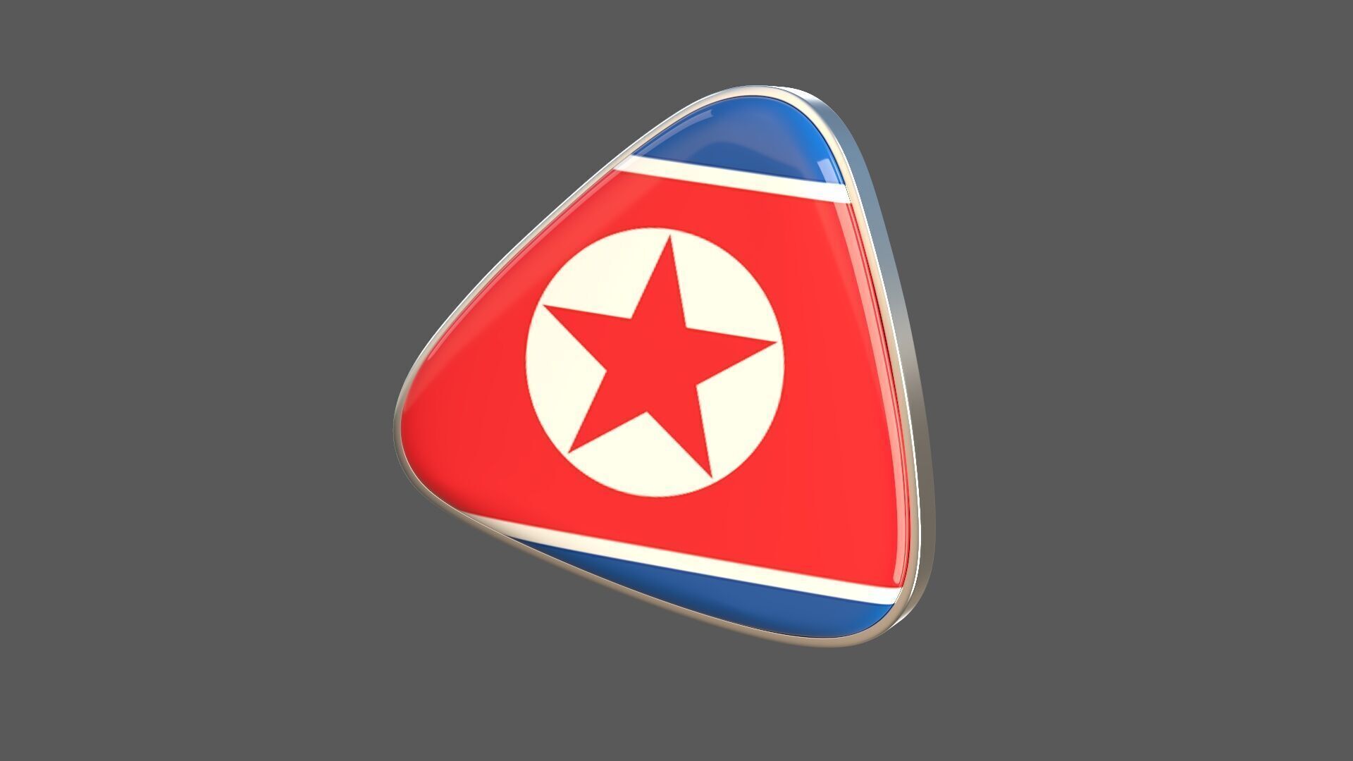North korea Flage Icon 3D model_2