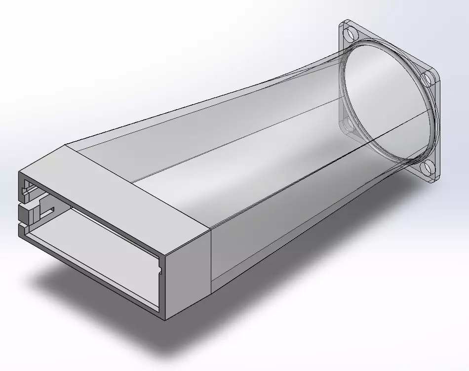 Tesla long duct for 40x40xXX fan 3D print model_1