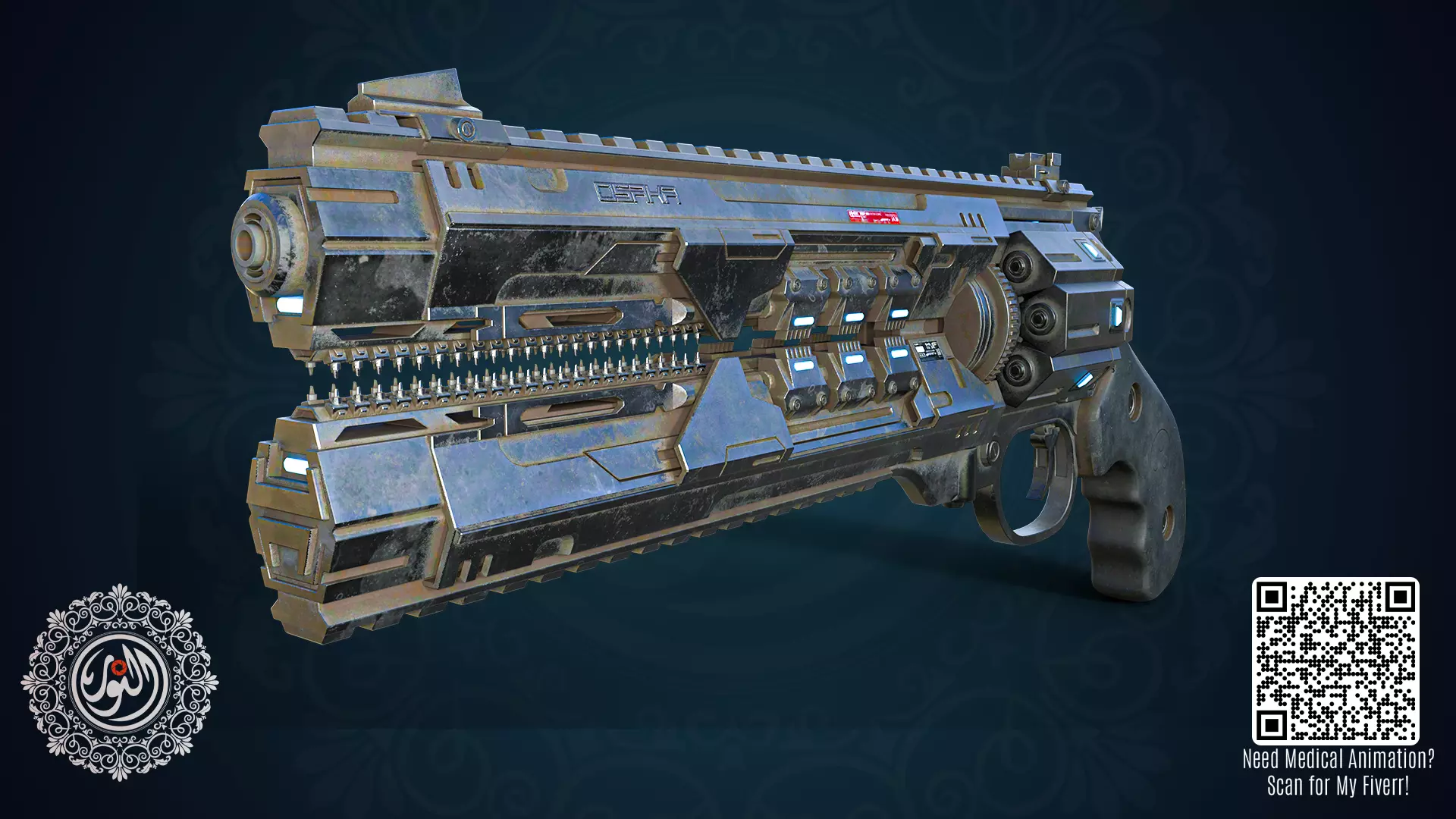 Game Ready Sci Fi Heavy Weapon Low-poly 3D model_2