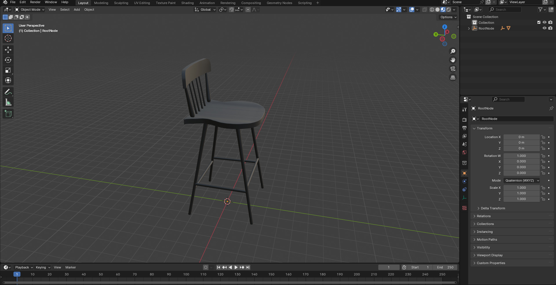 Bar Stool Counter Stool Low-poly 3D model_27
