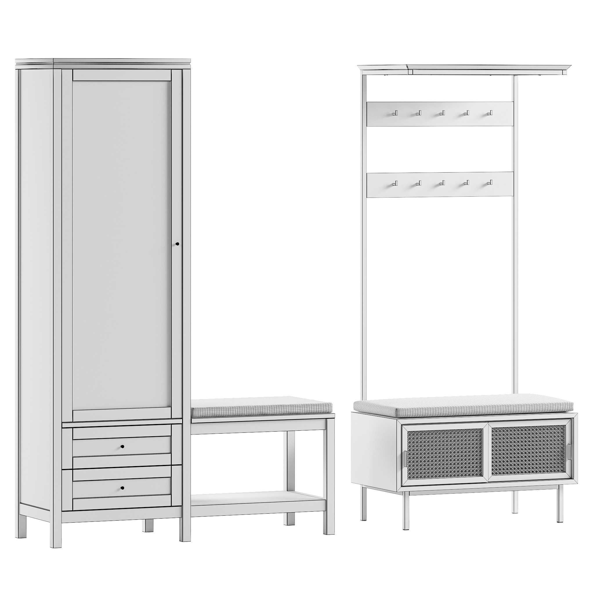 Wardrobe with bench Gabin and Waska 3D model_1