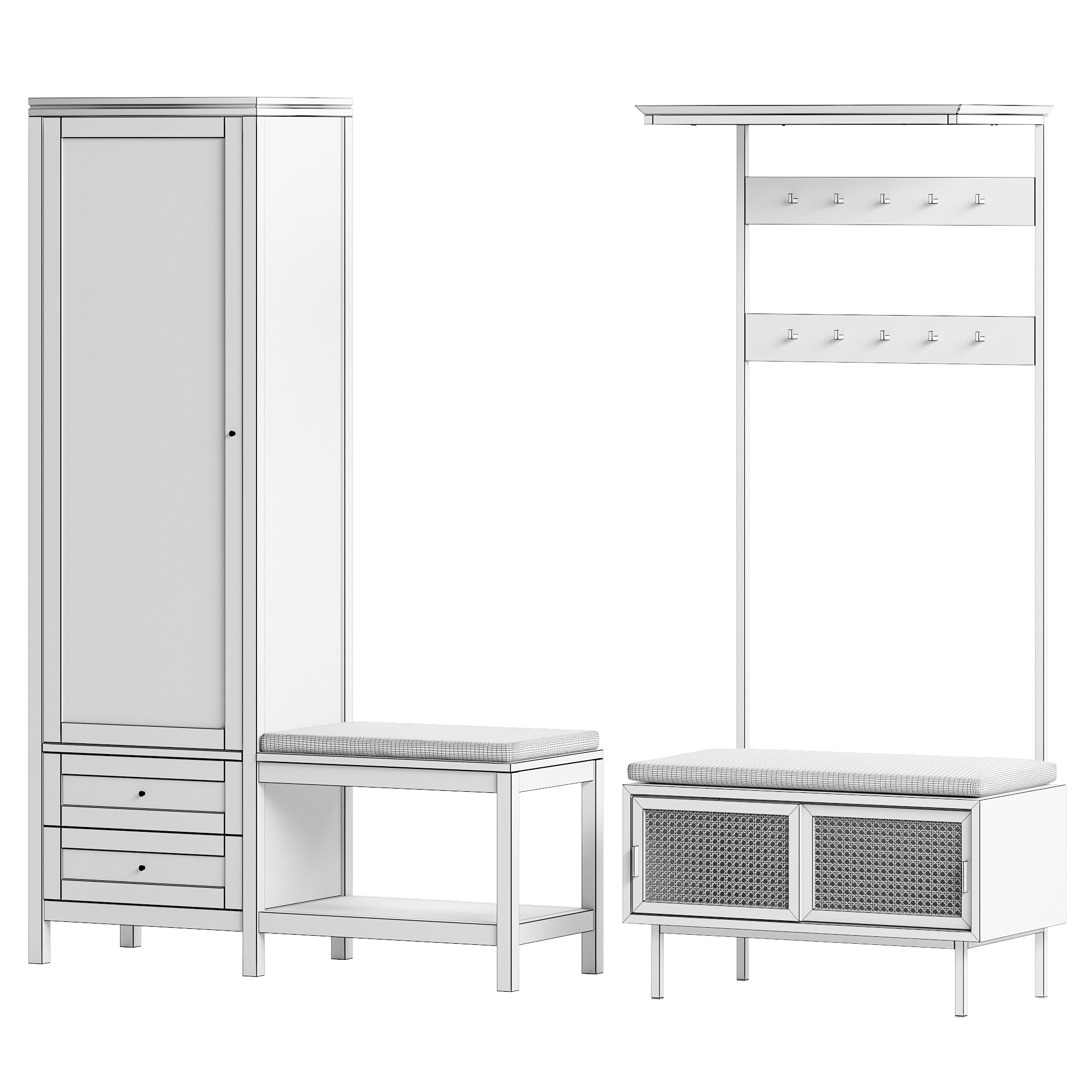 Wardrobe with bench Gabin and Waska 3D model_5
