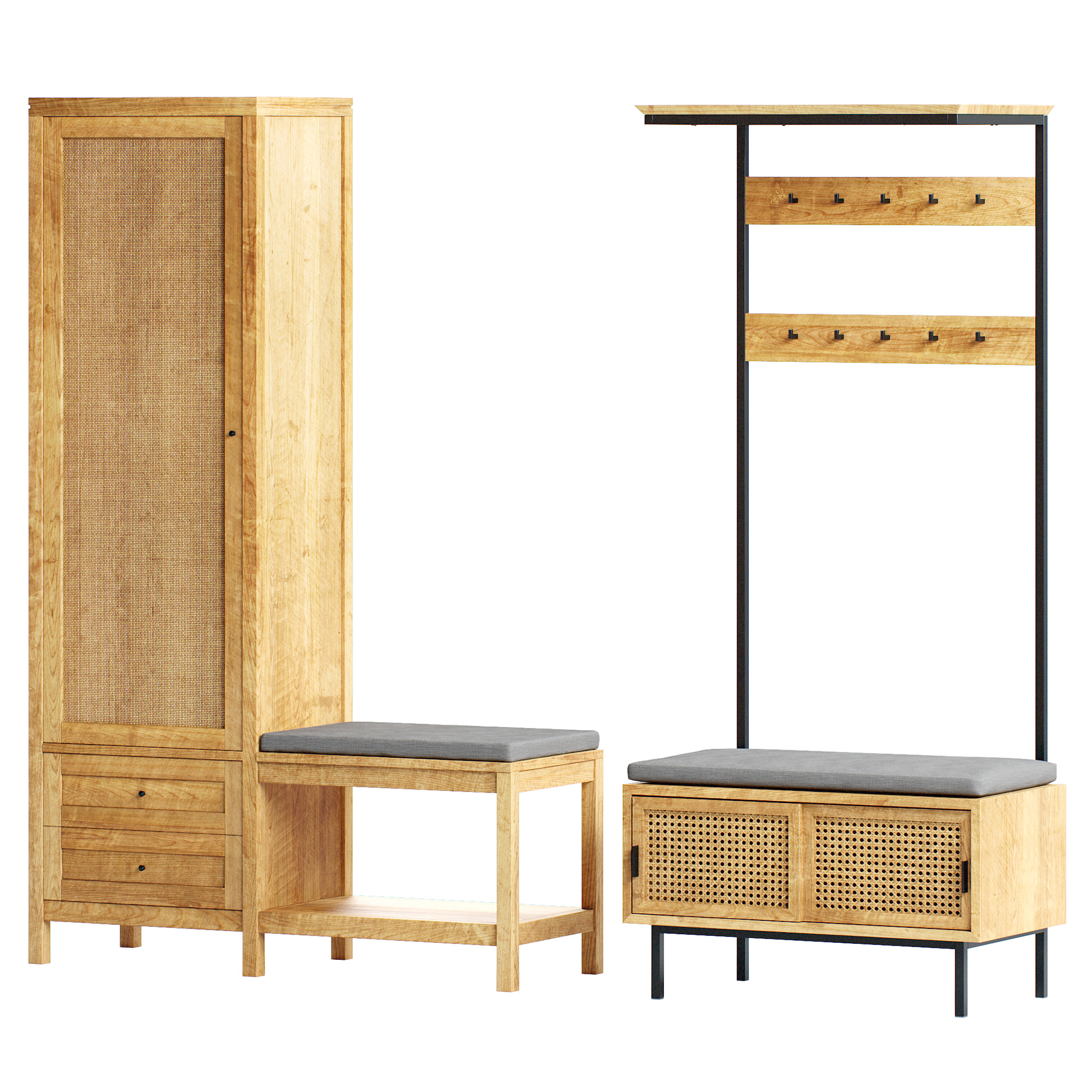 Wardrobe with bench Gabin and Waska 3D model_4