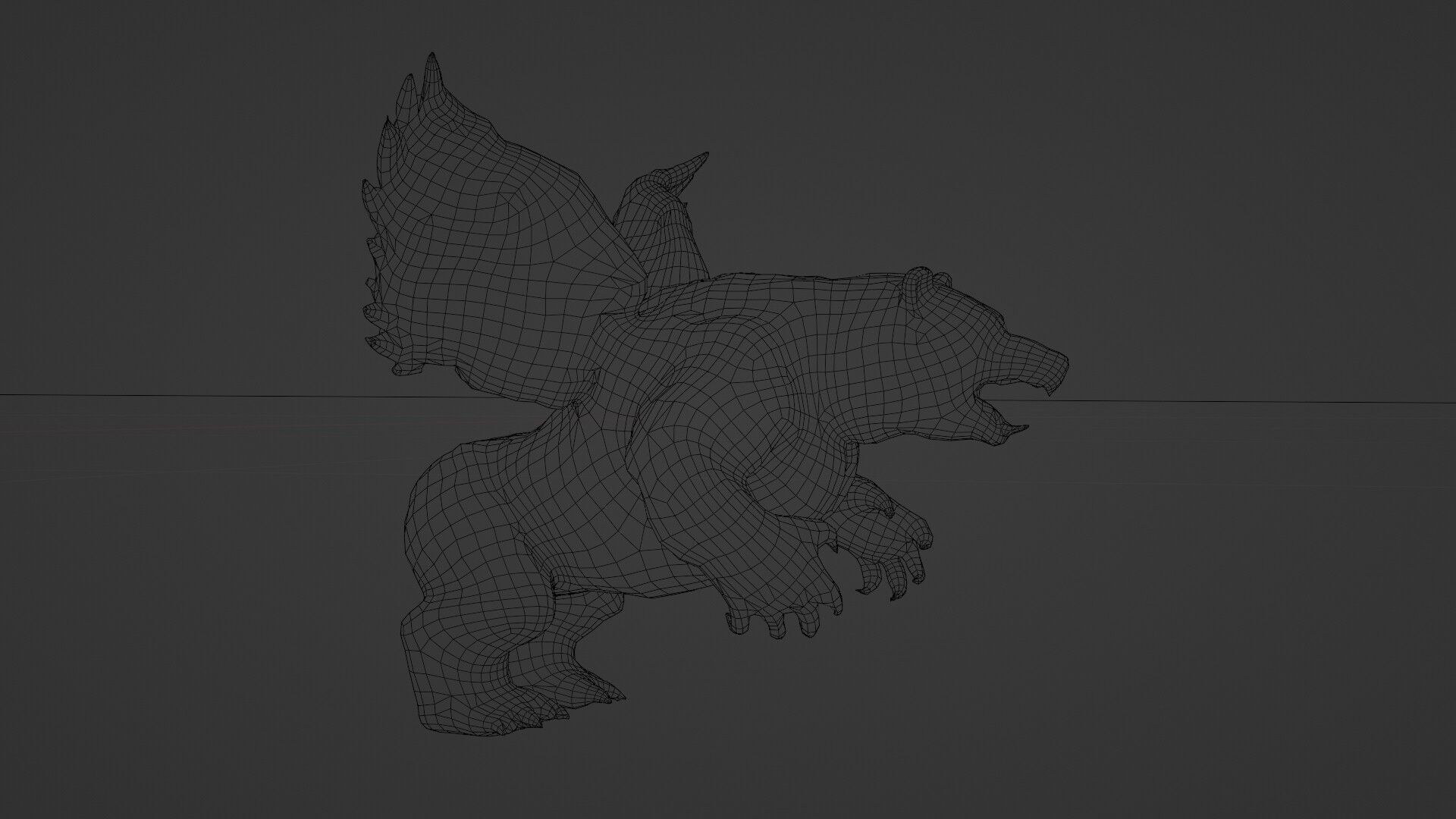 Ferocious Winged Bear Modello 3D Creature Mitologica Low-poly 3D model_11