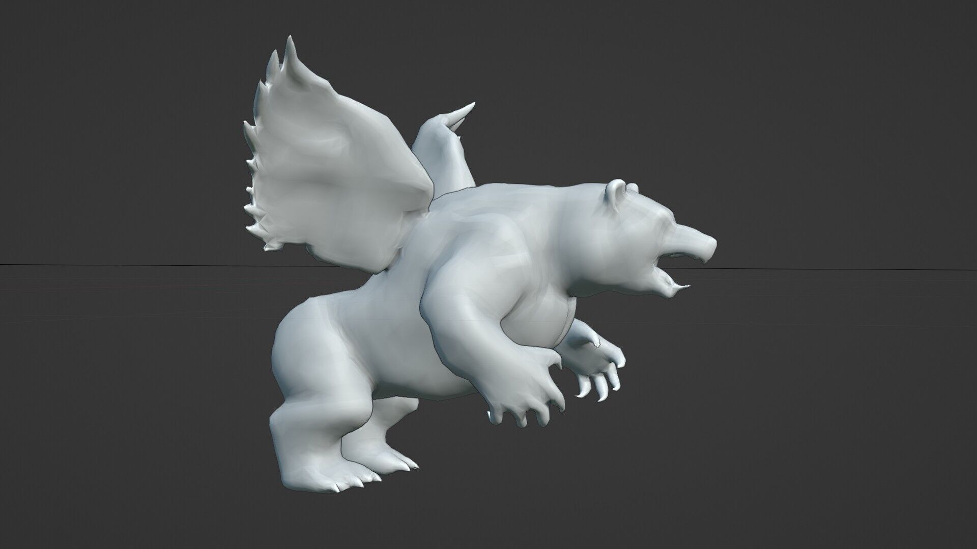 Ferocious Winged Bear Modello 3D Creature Mitologica Low-poly 3D model_9