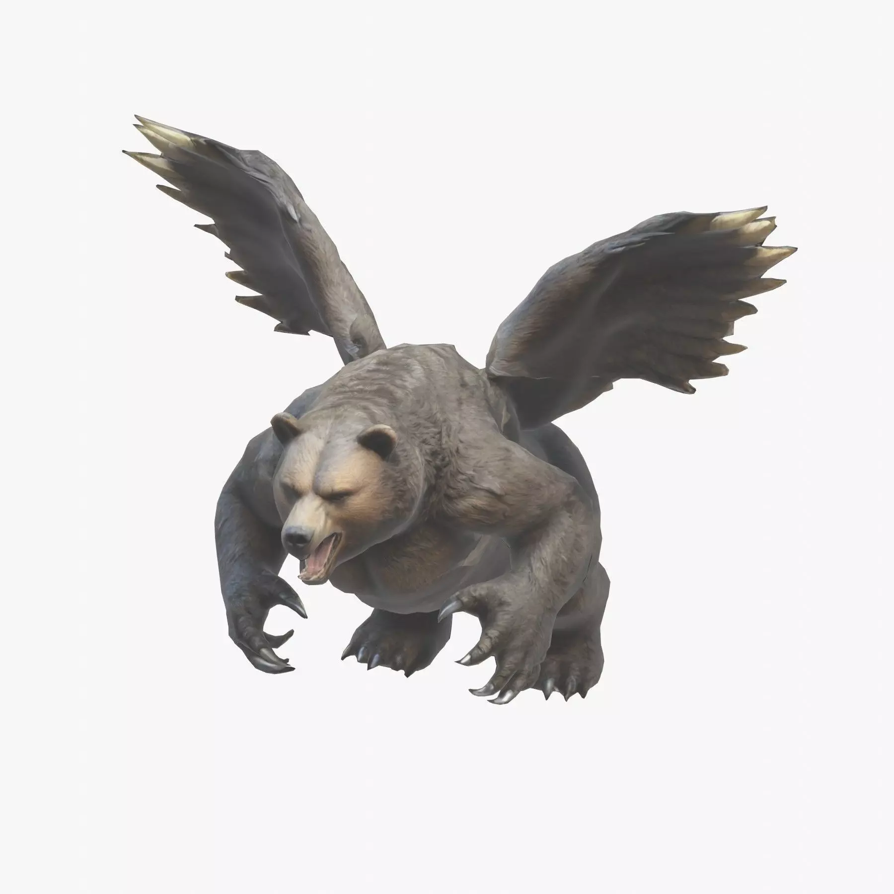 Ferocious Winged Bear Modello 3D Creature Mitologica Low-poly 3D model_0