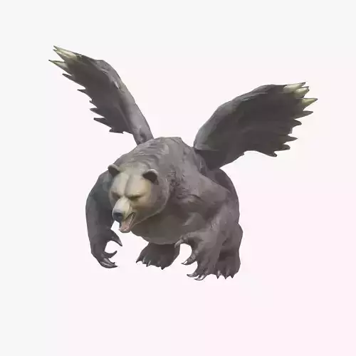 Ferocious Winged Bear Modello 3D Creature Mitologica