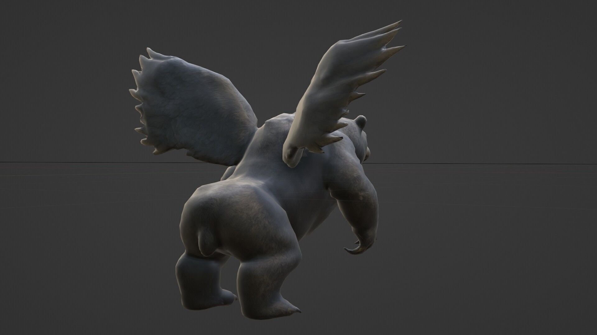 Ferocious Winged Bear Modello 3D Creature Mitologica Low-poly 3D model_7