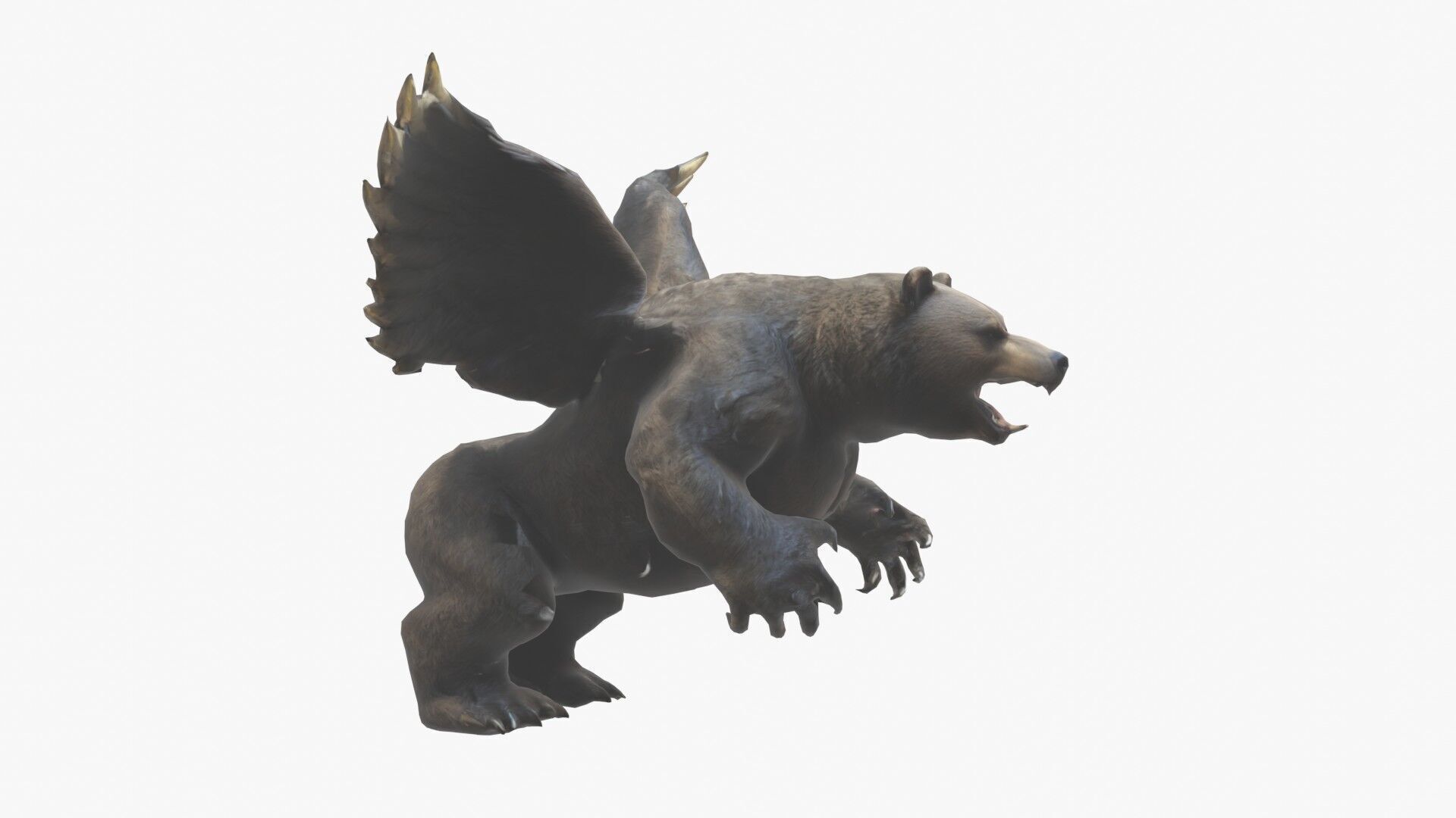 Ferocious Winged Bear Modello 3D Creature Mitologica Low-poly 3D model_2