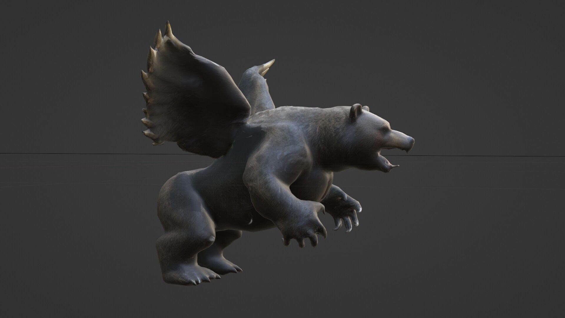 Ferocious Winged Bear Modello 3D Creature Mitologica Low-poly 3D model_6