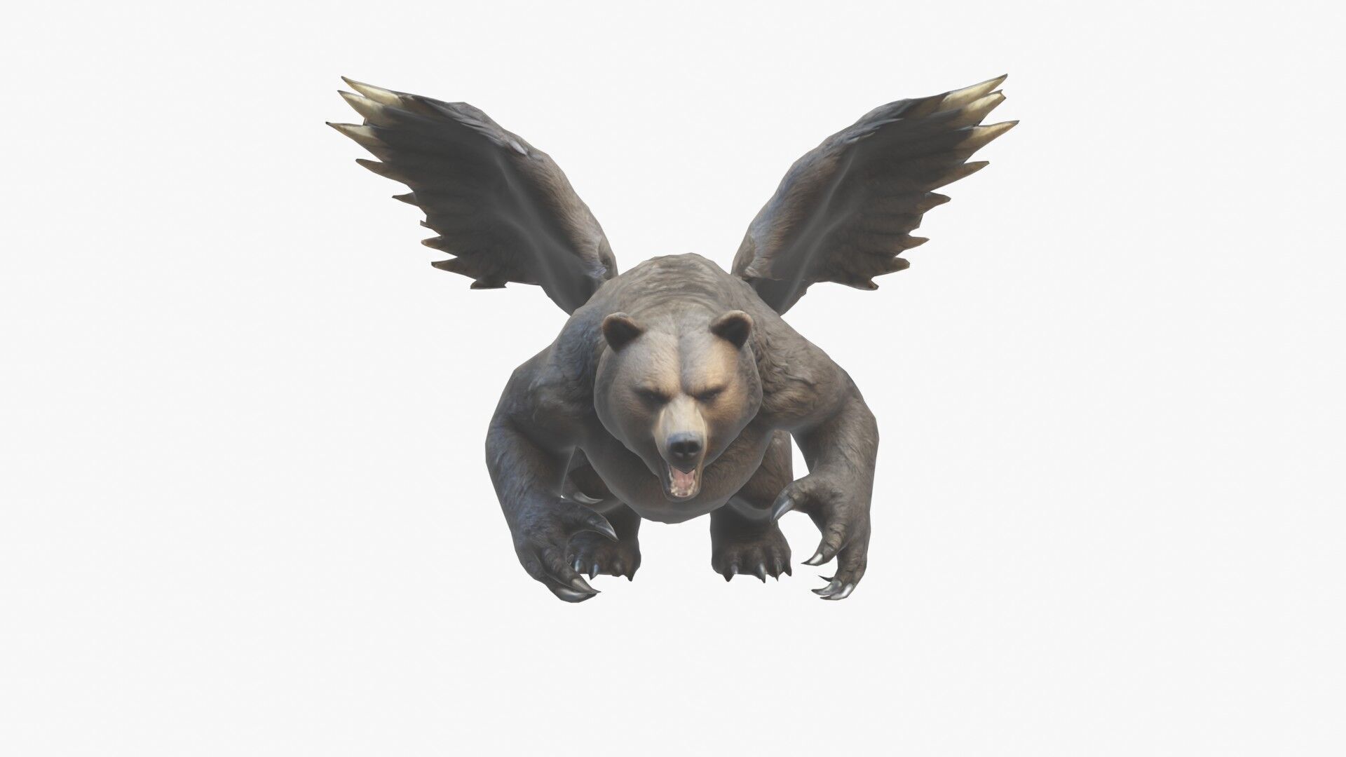 Ferocious Winged Bear Modello 3D Creature Mitologica Low-poly 3D model_4