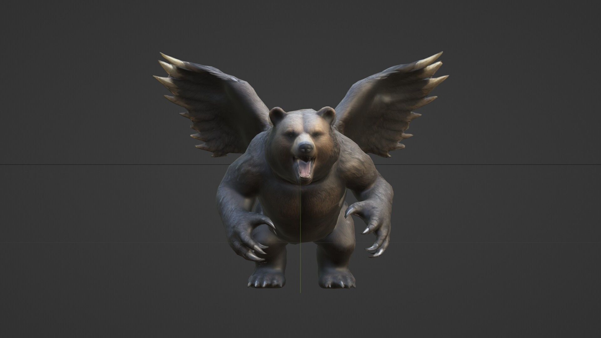 Ferocious Winged Bear Modello 3D Creature Mitologica Low-poly 3D model_5