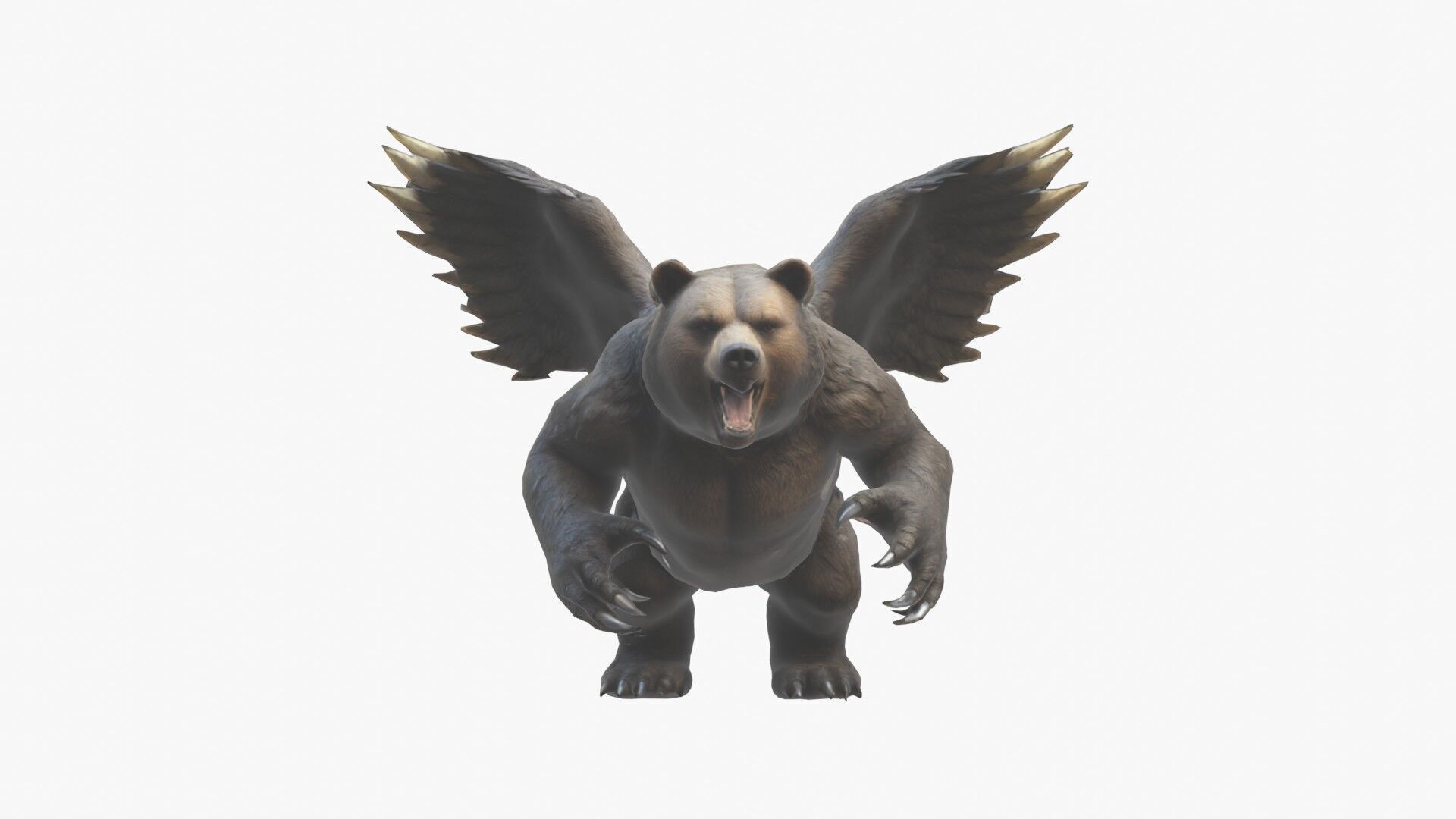 Ferocious Winged Bear Modello 3D Creature Mitologica Low-poly 3D model_1