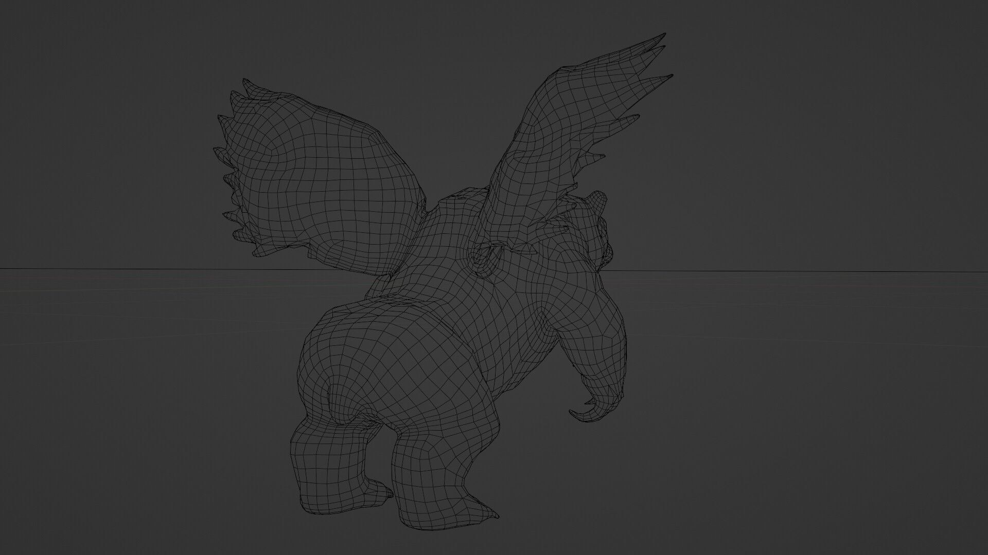 Ferocious Winged Bear Modello 3D Creature Mitologica Low-poly 3D model_12