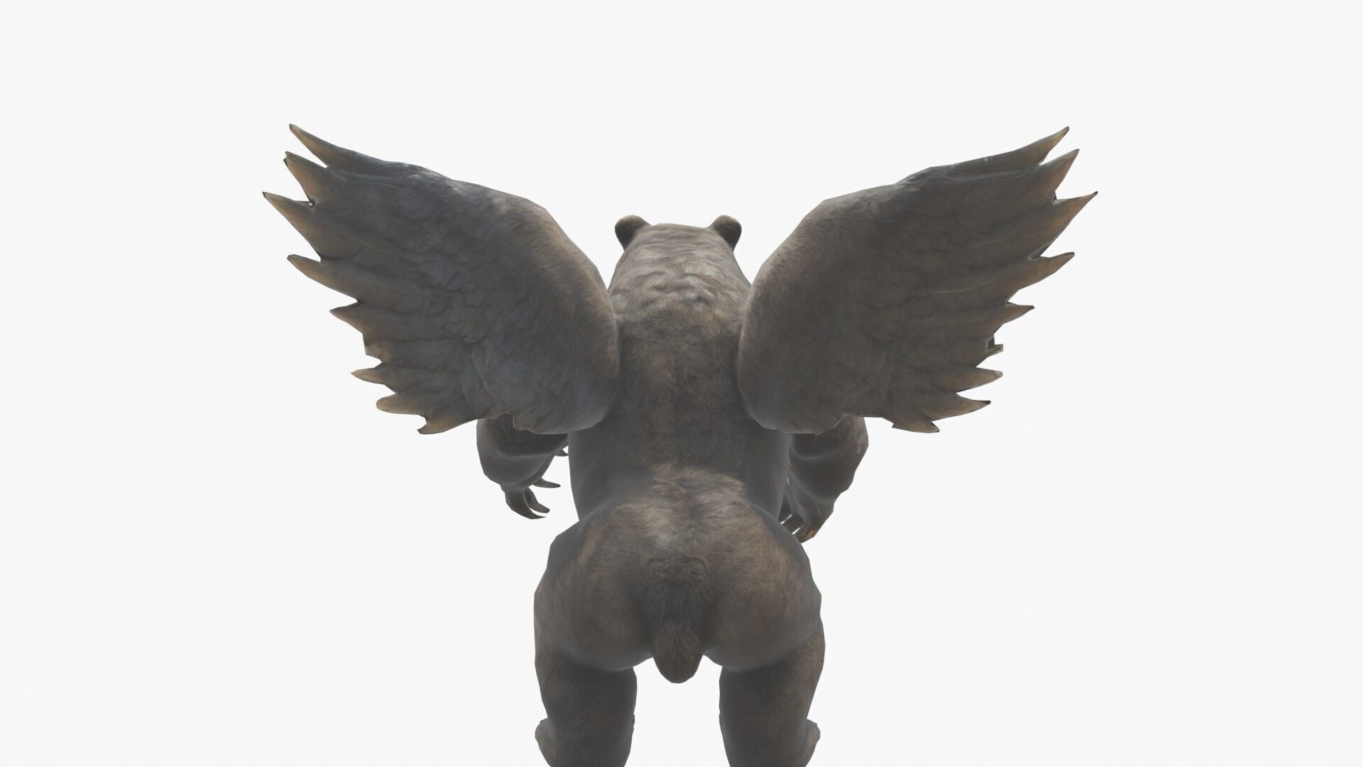Ferocious Winged Bear Modello 3D Creature Mitologica Low-poly 3D model_3