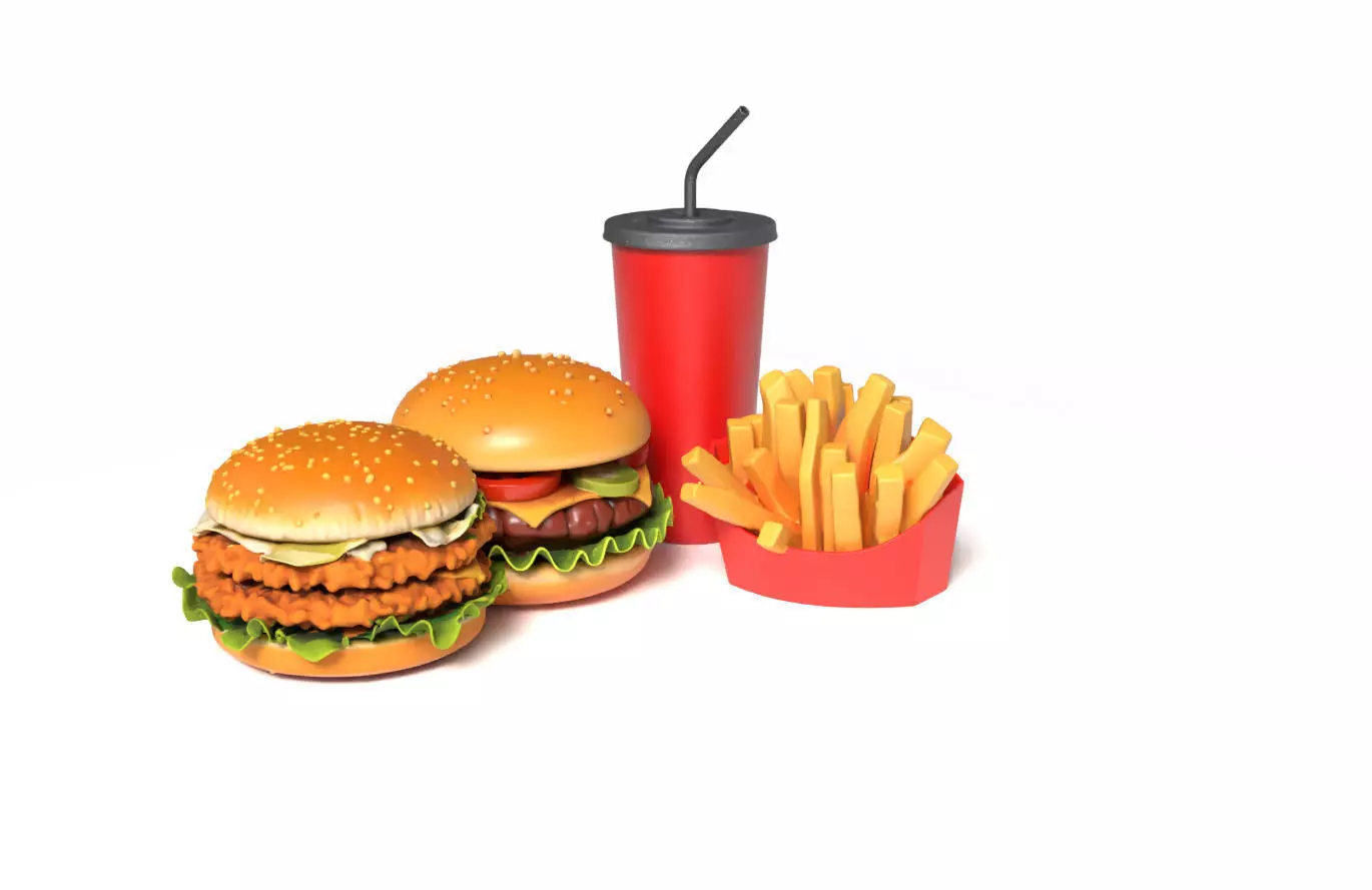 Fast Food Menu High Poly 3D model