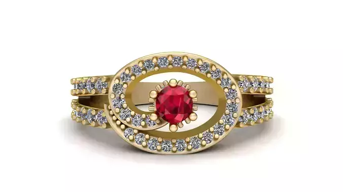 SILVER RUBY RING 3D PRINTABLE MODEL