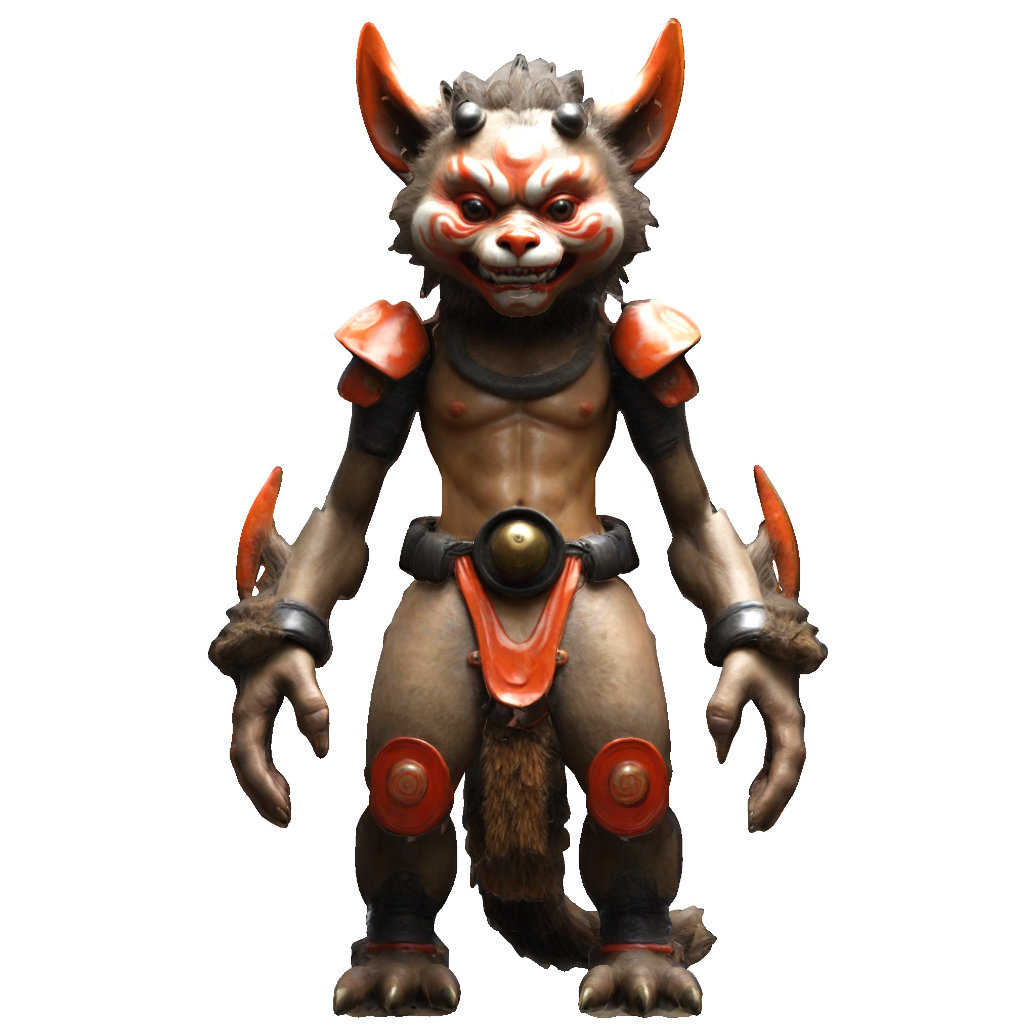 Fierce Fox-Oni Guardian 3D print model_3