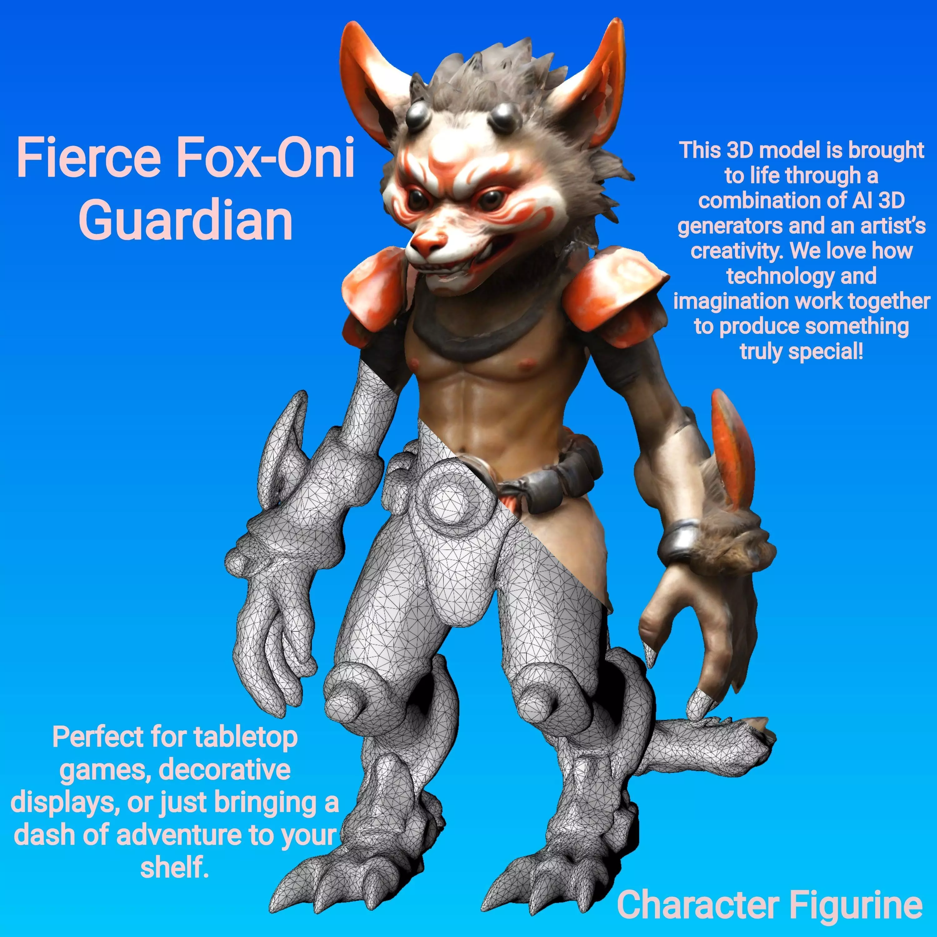 Fierce Fox-Oni Guardian 3D print model_0