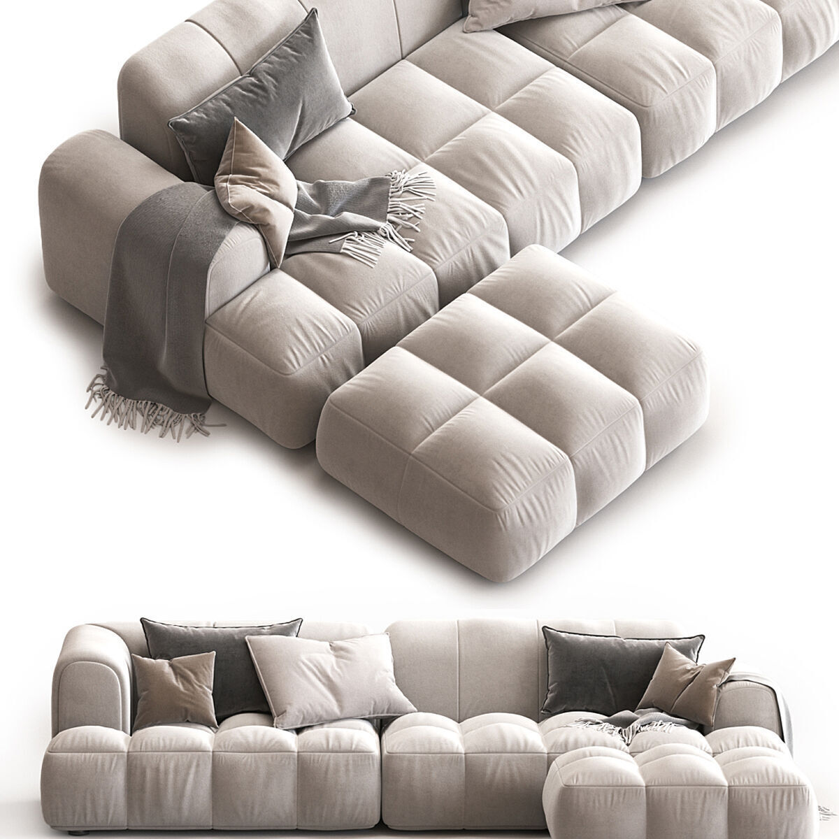 Julia Suede Fabric Soft corner sofa 3D model_2