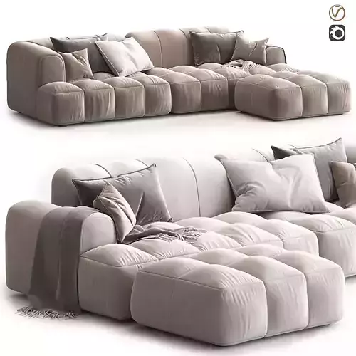 Julia Suede Fabric Soft corner sofa 3D model