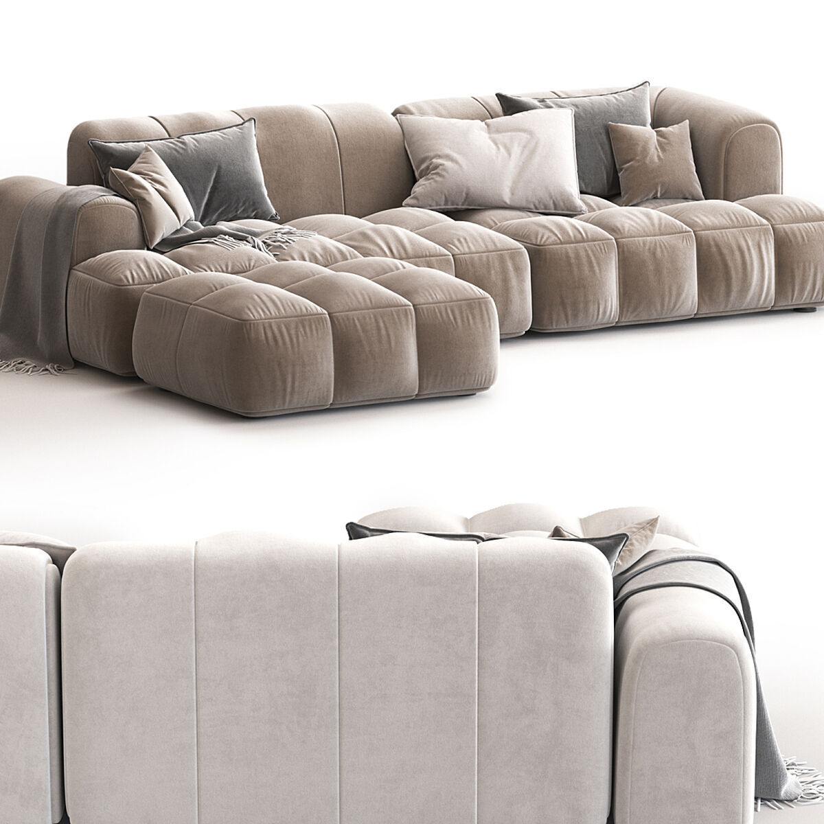 Julia Suede Fabric Soft corner sofa 3D model_3
