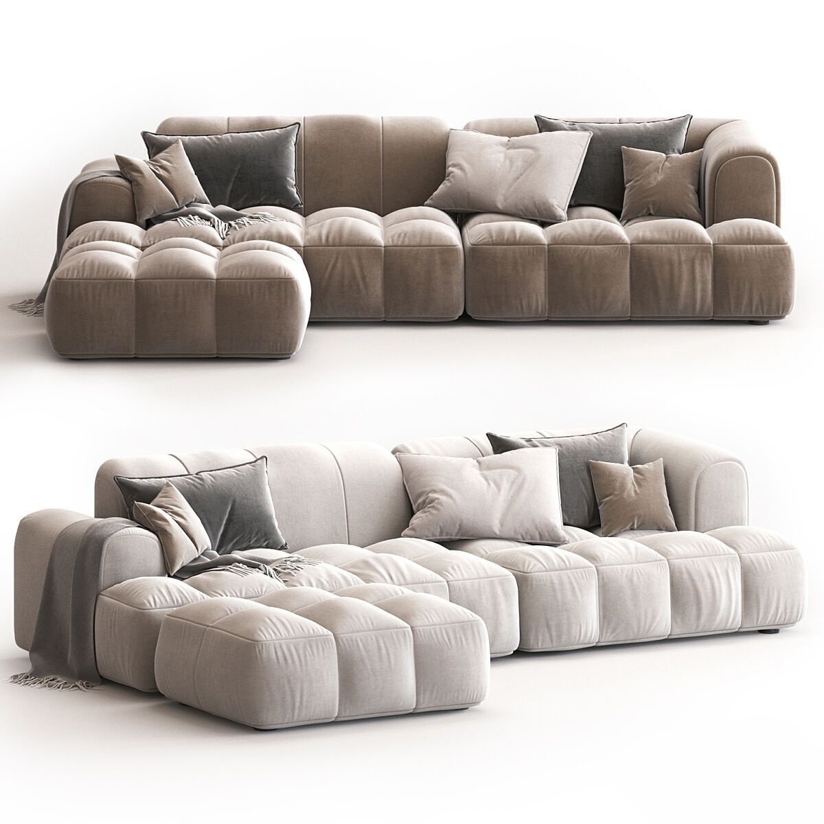 Julia Suede Fabric Soft corner sofa 3D model_1