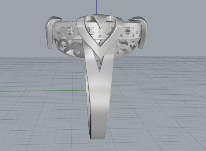 Ring with hearts N012981 3D print model_4